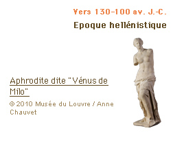 Vers 130-100 av. J.-C. Epoque hellénistique Aphrodite dite Vénus de Milo (c)2010 Musée du Louvre / Anne Chauvet